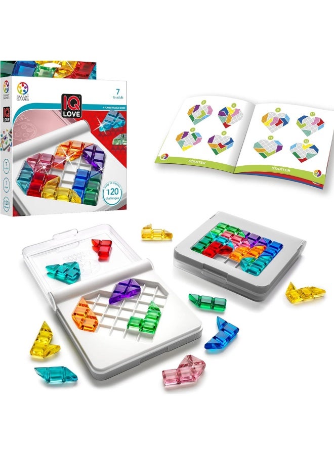 SmartGames IQ Love, Fun IQ Brain Teaser Puzzle, Cognitive Development STEM Toy with 120+ Challenges, Travel Friendly Handheld Educational Matching Puzzle Game, Suitable for Children Above 7+ - Image 1